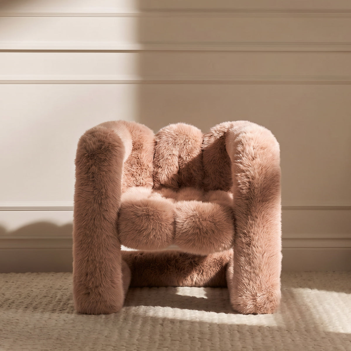 Brown 36.5°C Series Medium-L plush chair with soft eco-fur upholstery and rounded sculptural frame