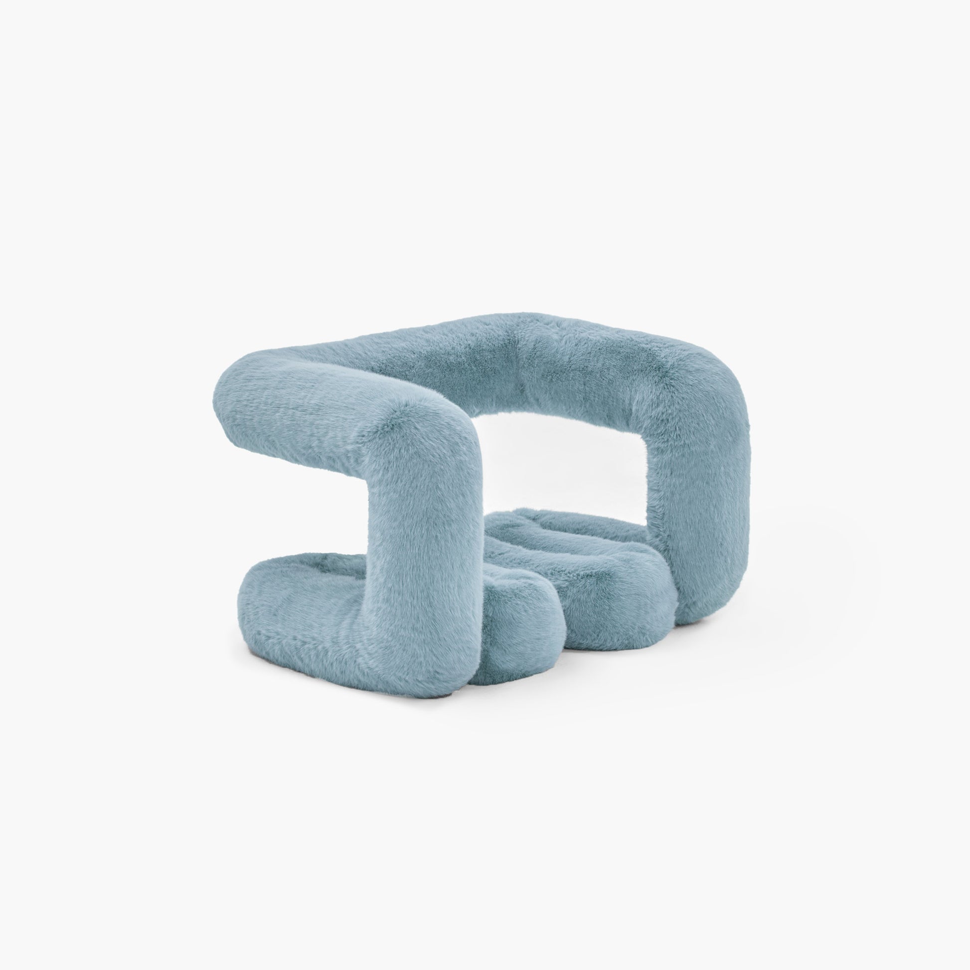 Tactile texture of premium blue eco-fur upholstery