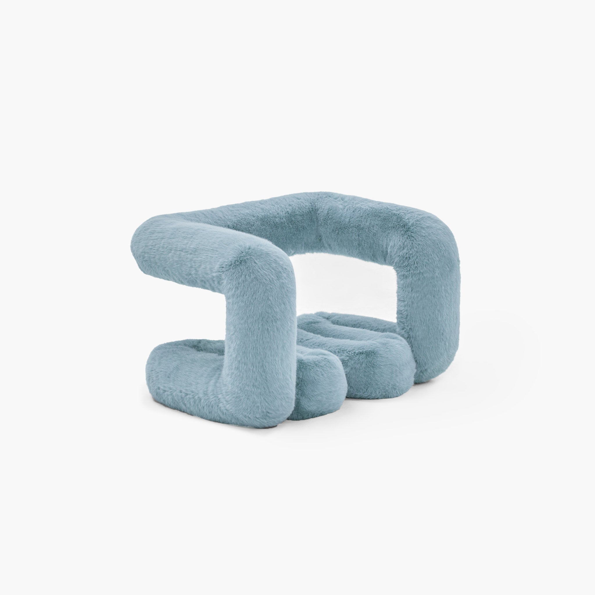 Tactile texture of premium blue eco-fur upholstery