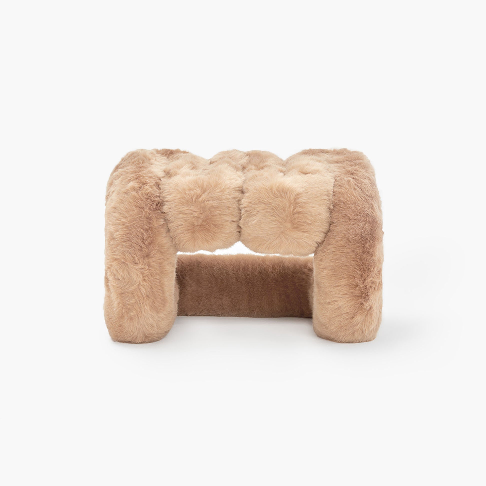 Warm brown eco-fur lounge stool for modern organic interiors