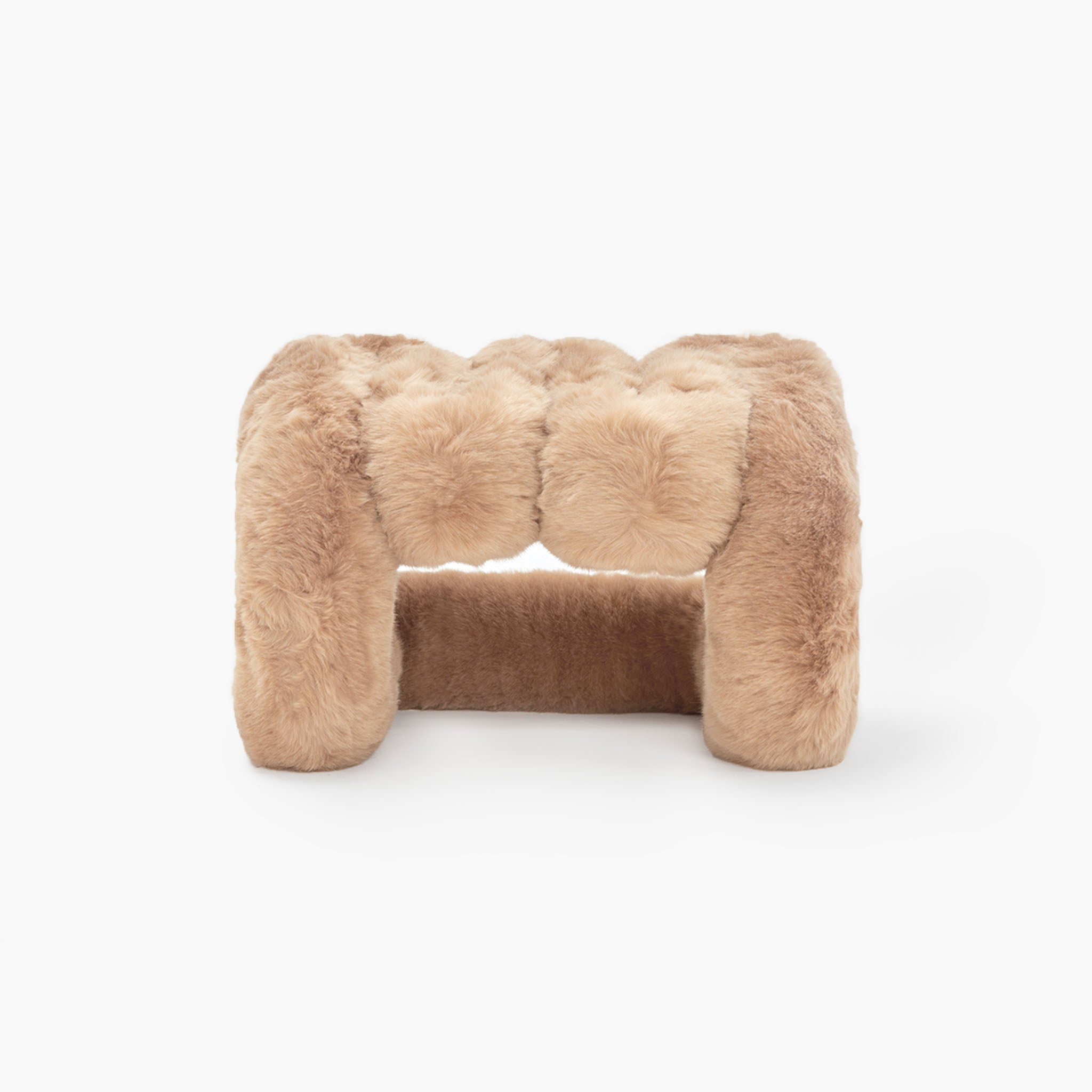 Warm brown eco-fur lounge stool for modern organic interiors