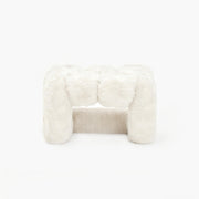 Elegant white eco-fur lounge stool for modern organic interiors