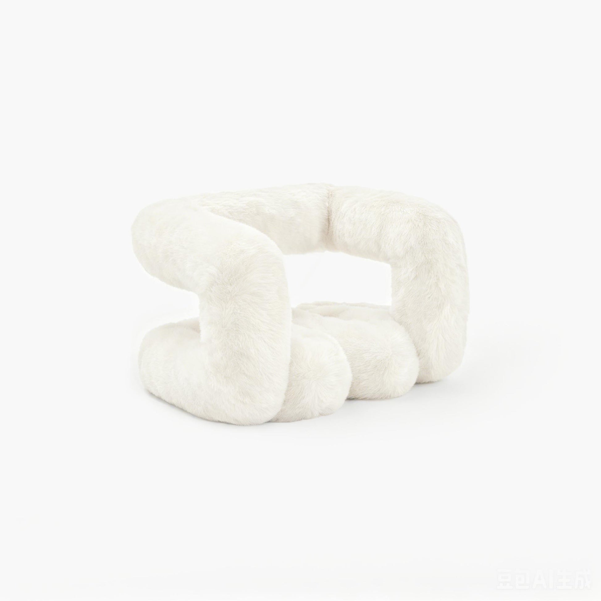 Close up of soft white eco-fur material on modern stool