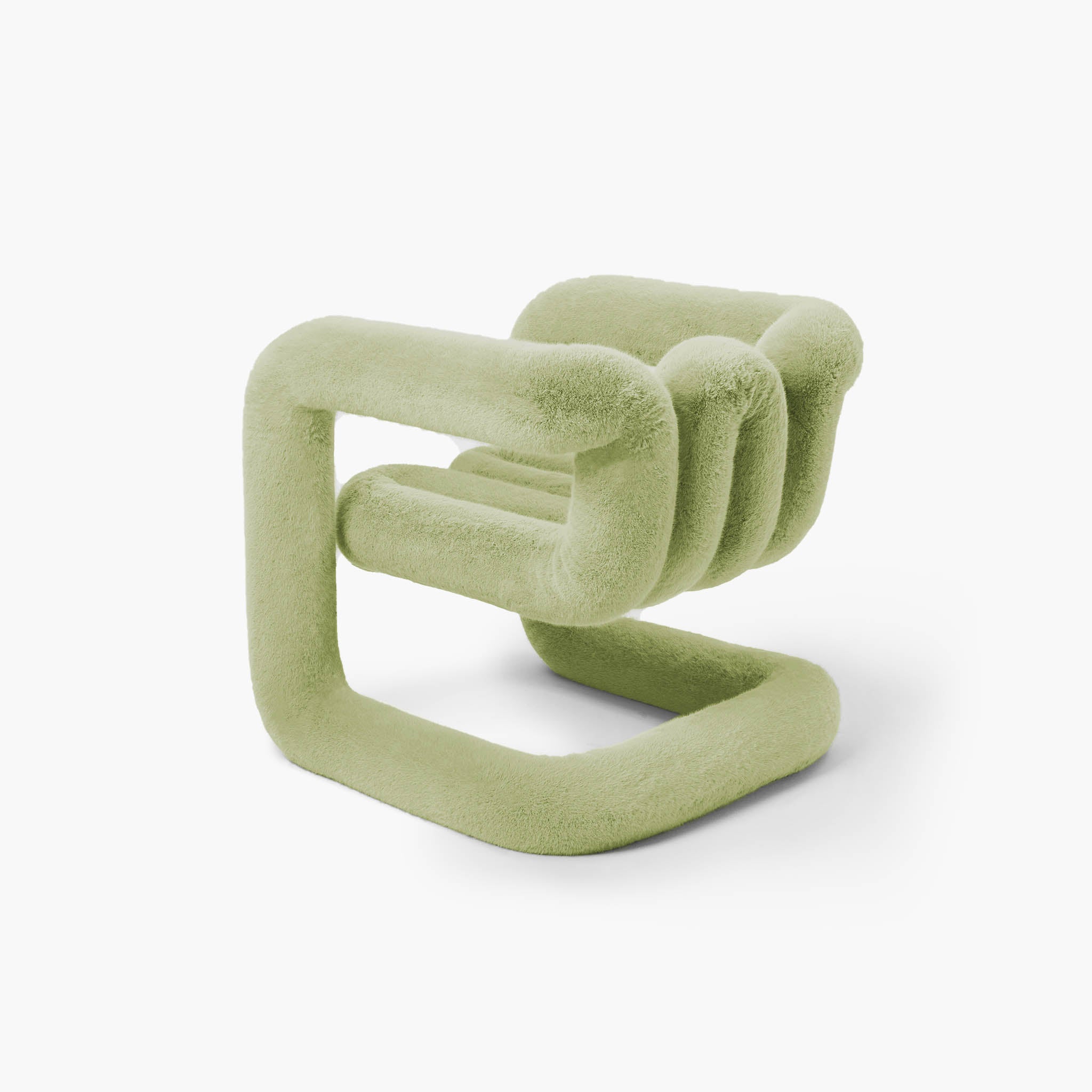 Tactile green eco-fur material on a sophisticated European style chair