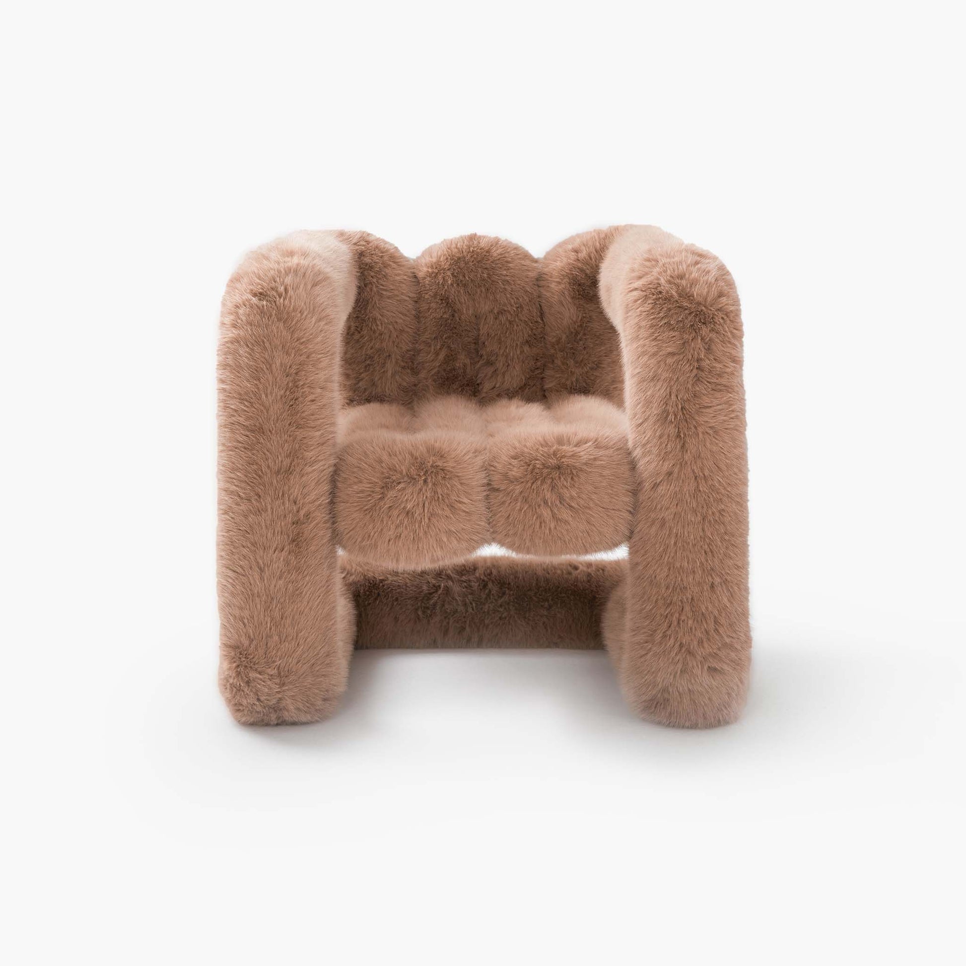 Simba brown plush eco-fur lounge chair for warm modern interiors