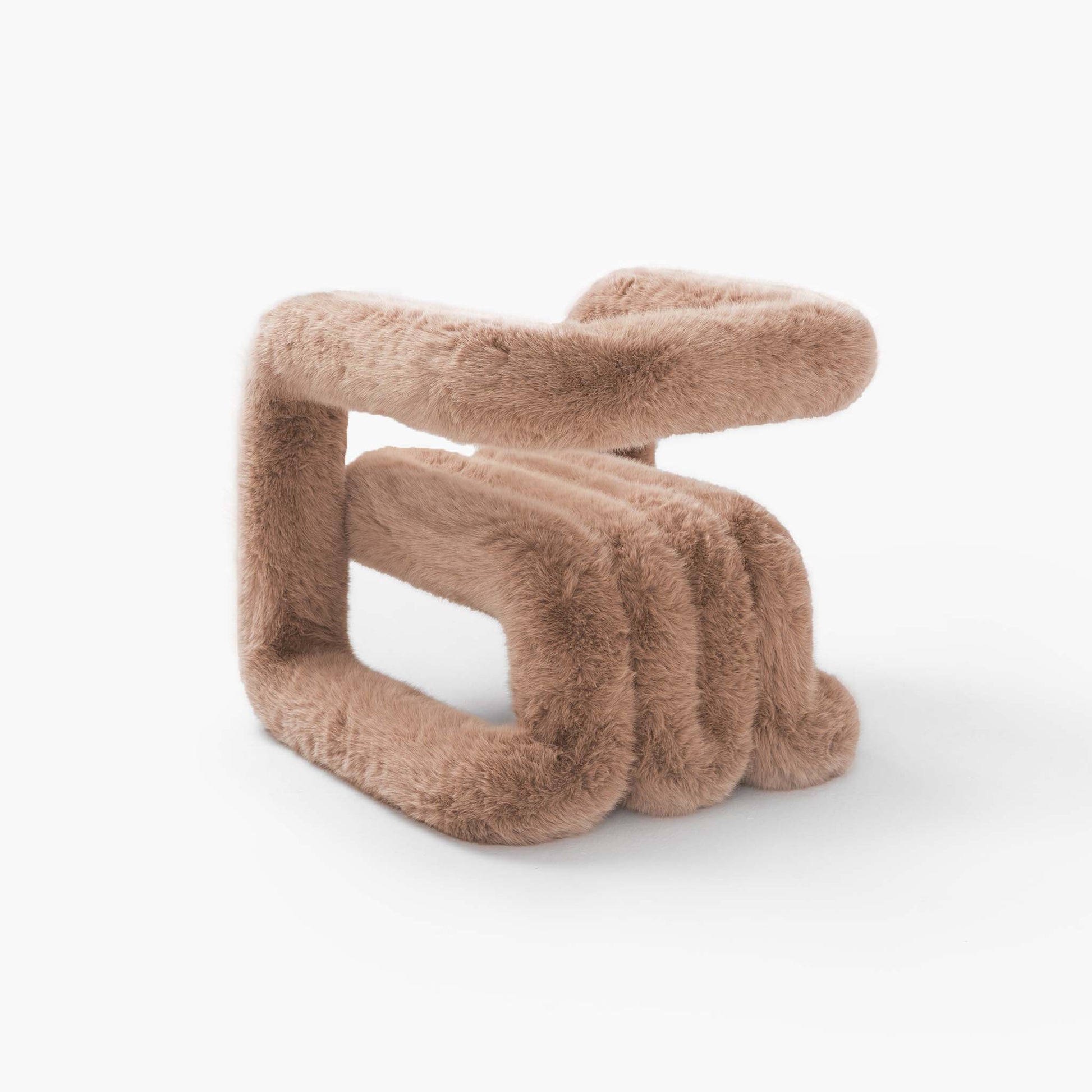 Detailed view of the soft brown eco-fur seating texture