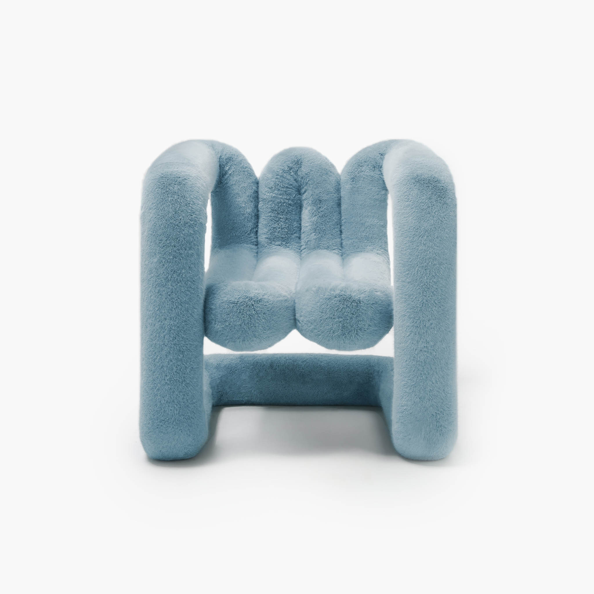 Slate blue plush eco-fur accent chair for contemporary living spaces