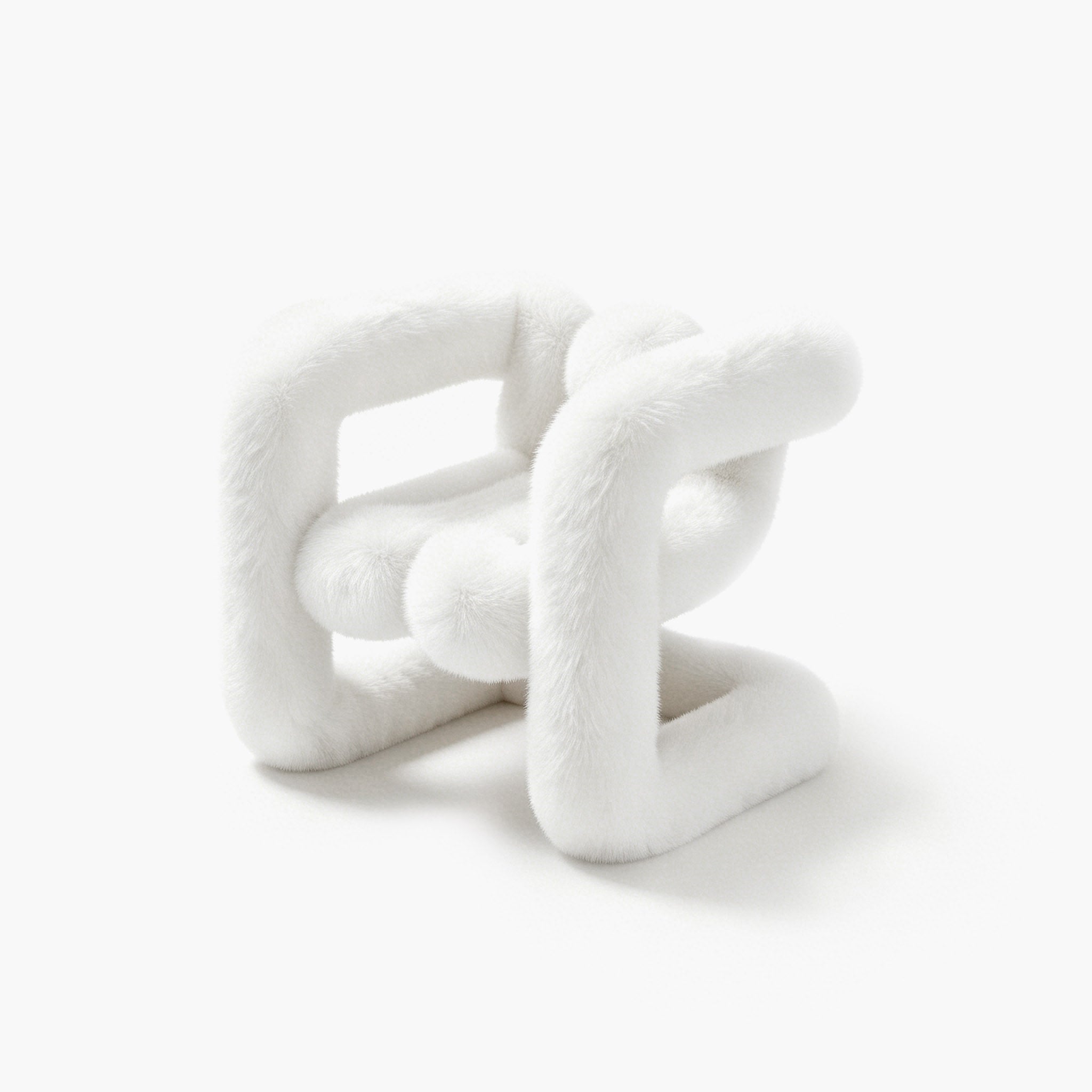 Sculptural minimalist accent chair in white eco-fur