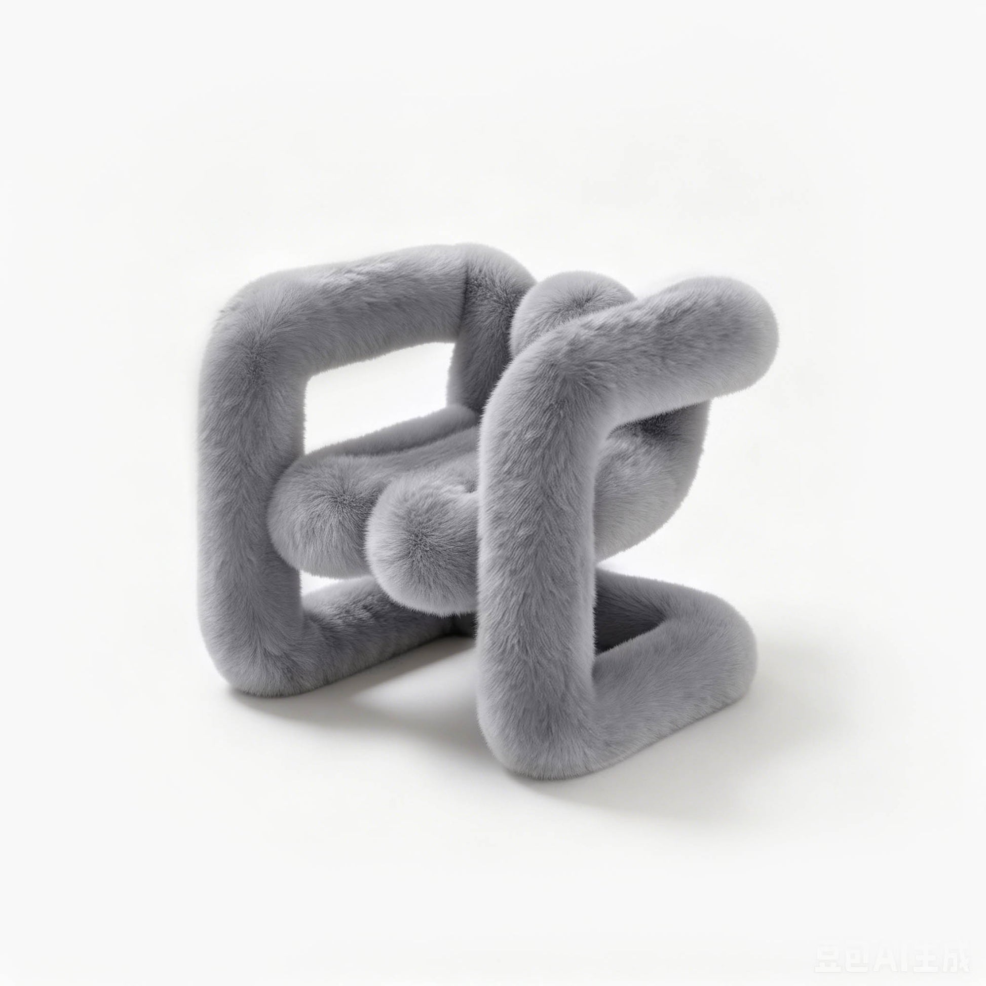 Scandinavian contemporary grey accent chair in faux fur