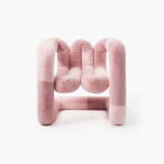 Valentine pink limited edition eco-fur lounge chair with organic curves