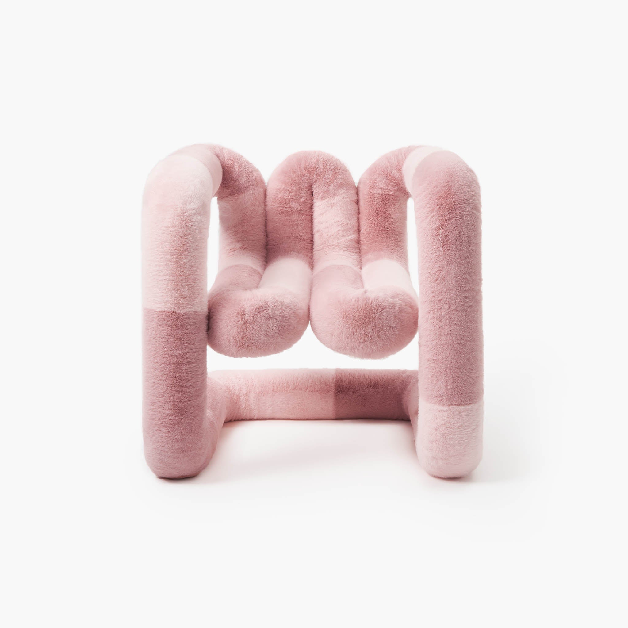 Valentine pink limited edition eco-fur lounge chair with organic curves