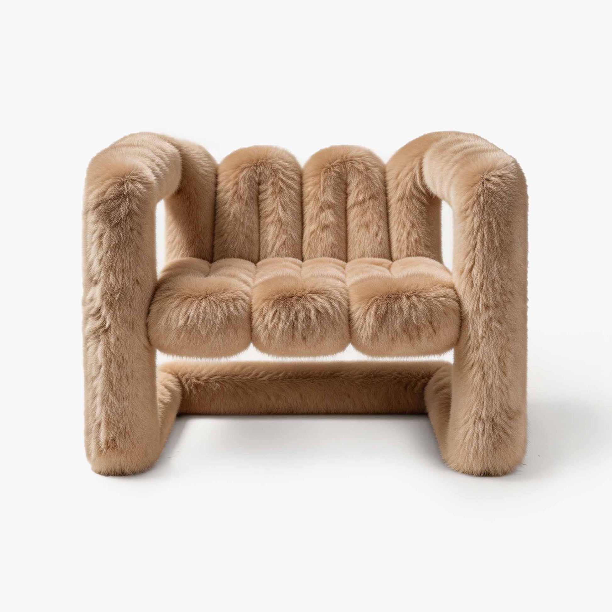 Simba brown large eco-fur sculptural lounge chair
