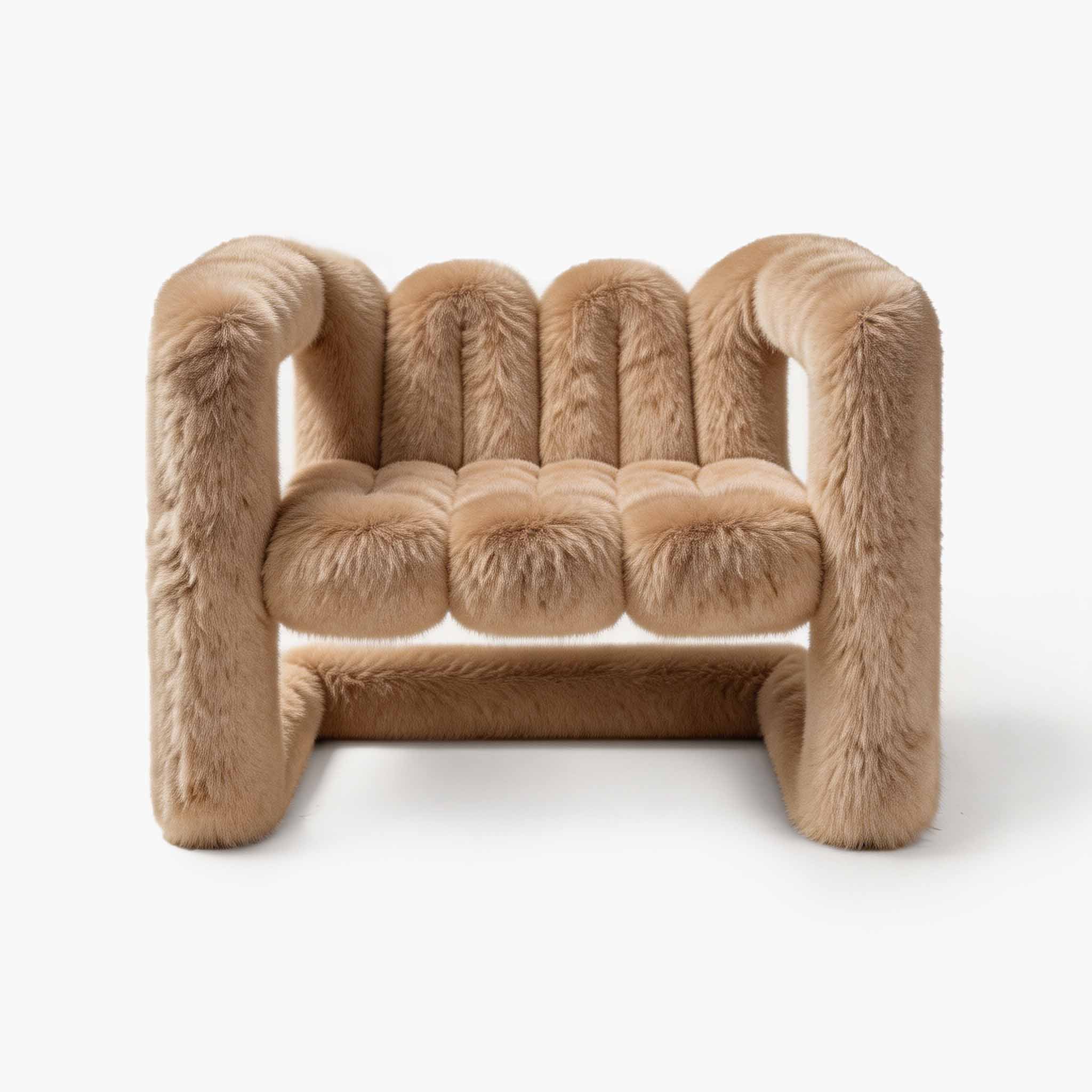 Simba brown large eco-fur sculptural lounge chair