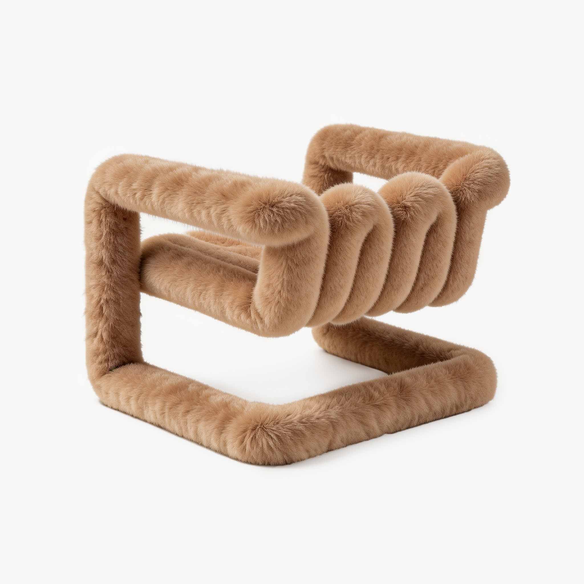 Detailed view of the soft brown eco-fur seating texture