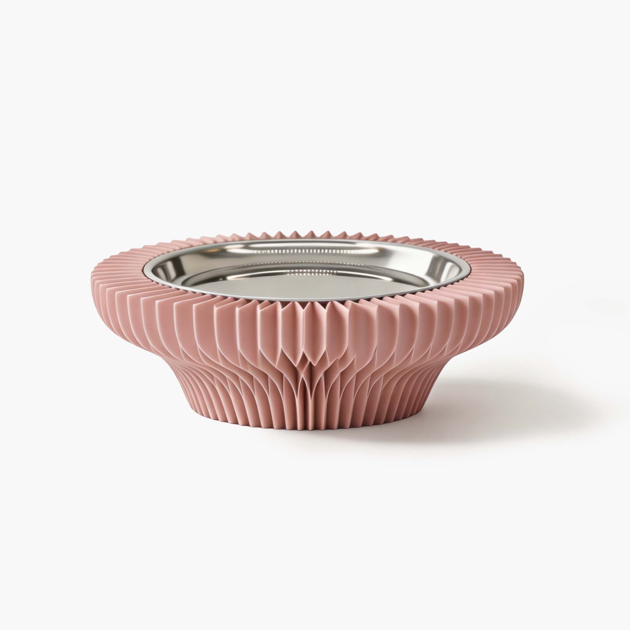 Elegant pink honeycomb paper display stand for modern vanity styling.