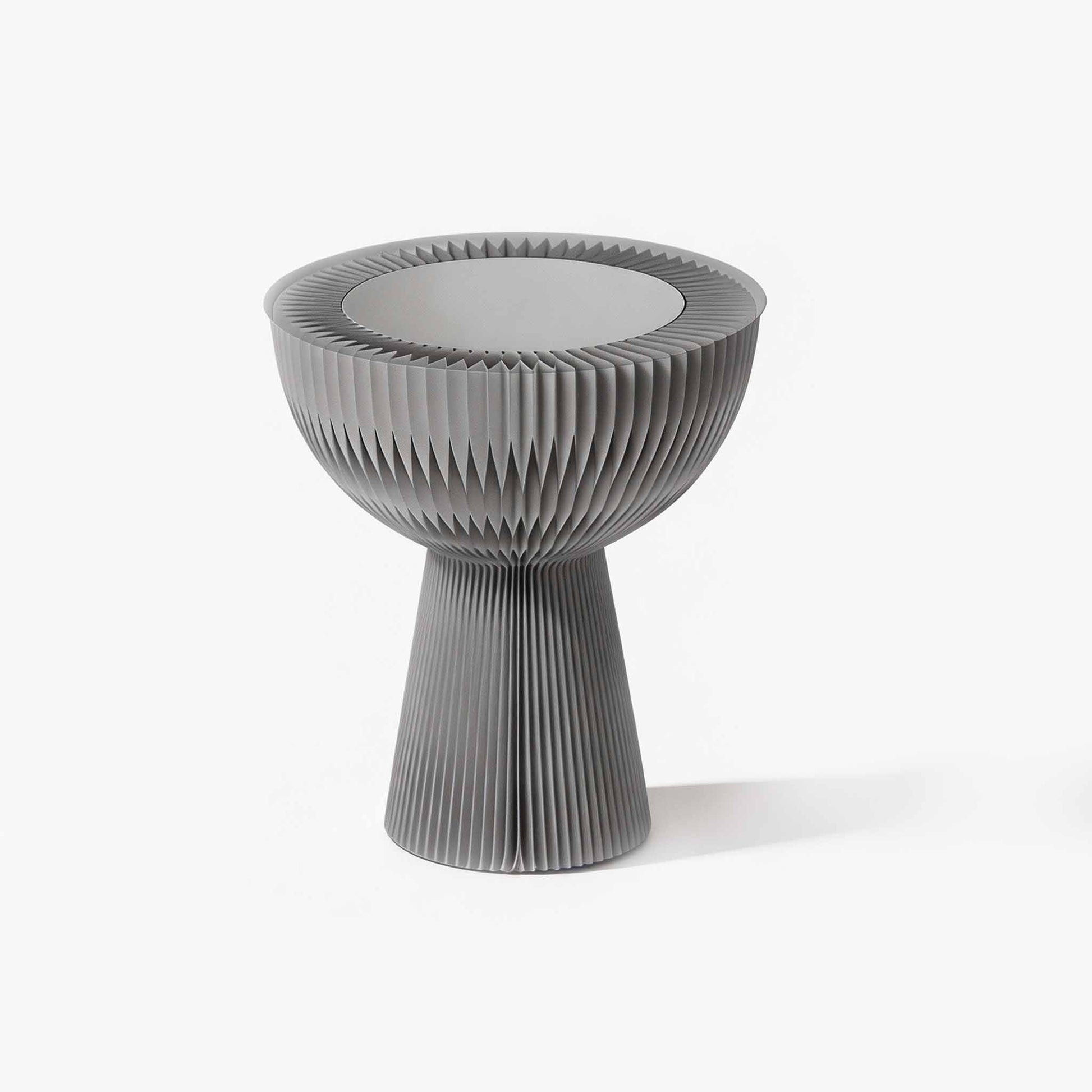 Sophisticated grey eco-friendly bionic honeycomb furniture providing discreet storage and timeless style.