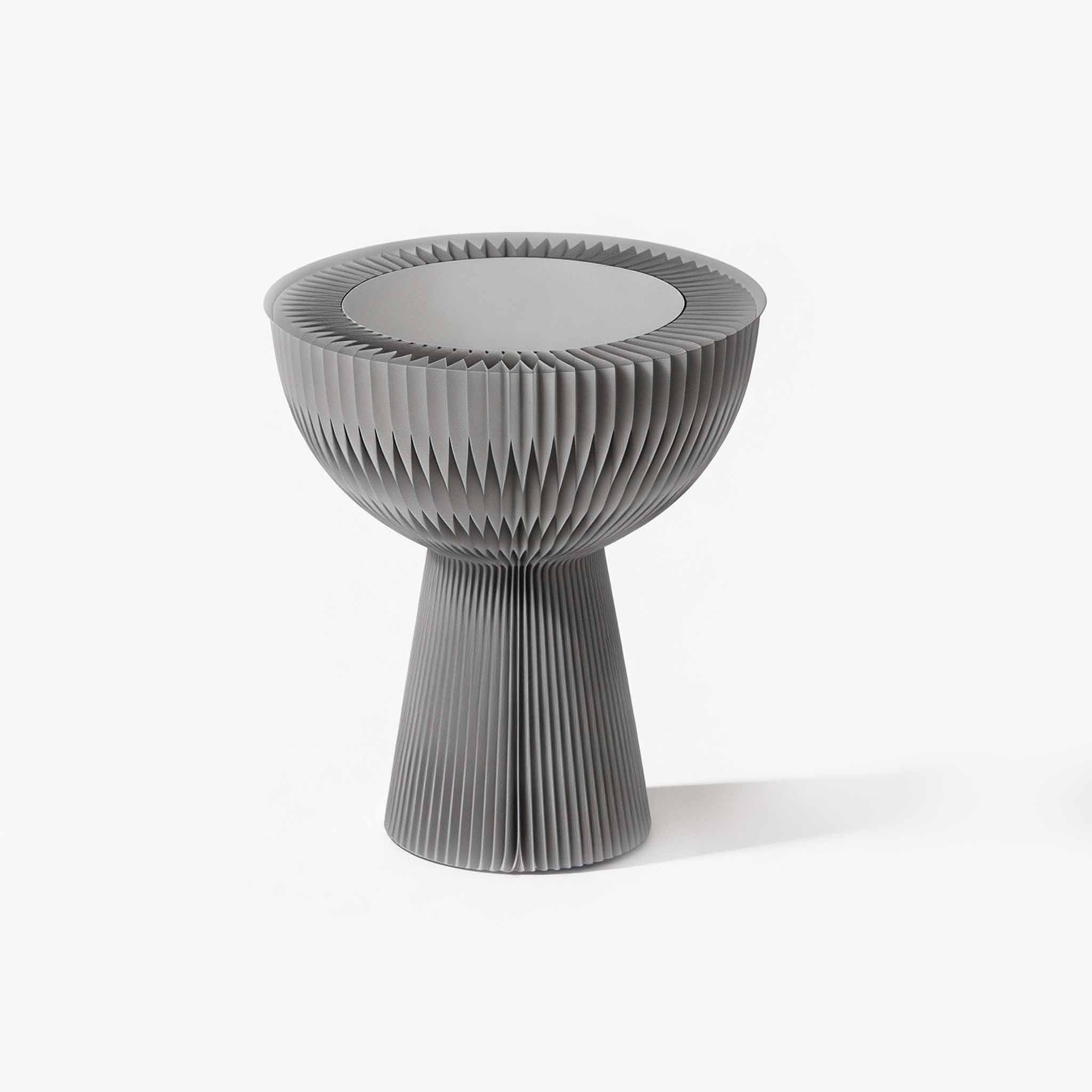 Sophisticated grey eco-friendly bionic honeycomb furniture providing discreet storage and timeless style.