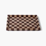 Top view of the ARTAMORE walnut and maple wooden checkerboard tray showcasing its classic geometric design