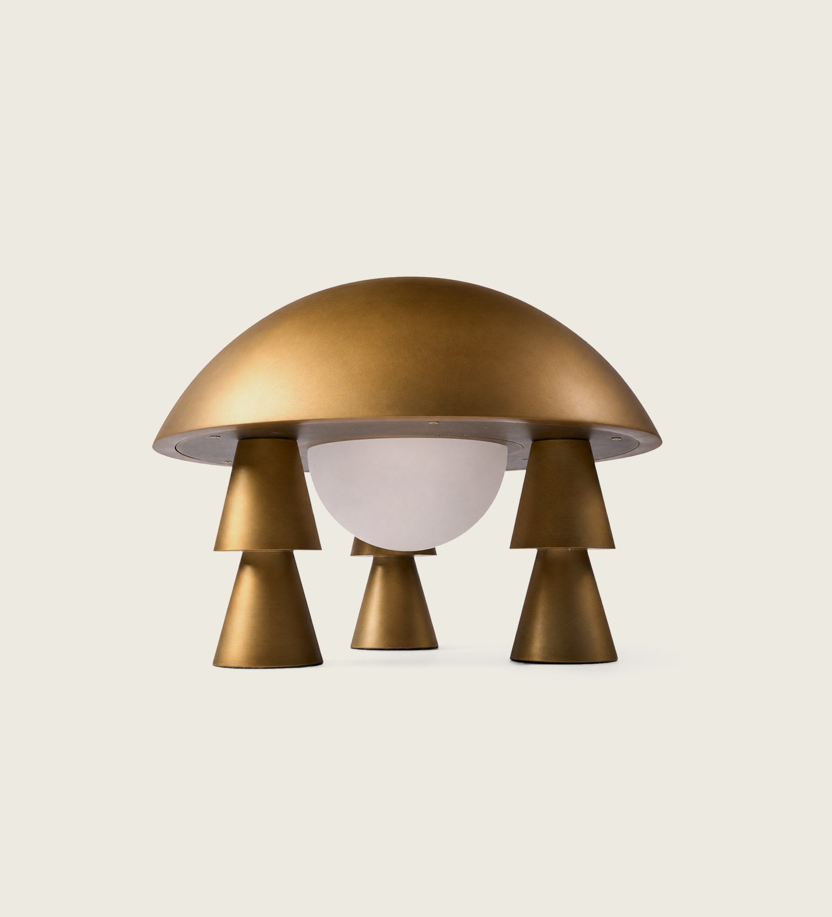 A close-up look at the artamore creative table lamp, emphasizing its otherworldly geometric form inspired by futuristic spacecraft and cosmos aesthetics.