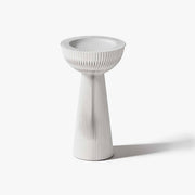 Minimalist white grand bouquet accordion side table with frosted acrylic top for an elegant foyer setup.