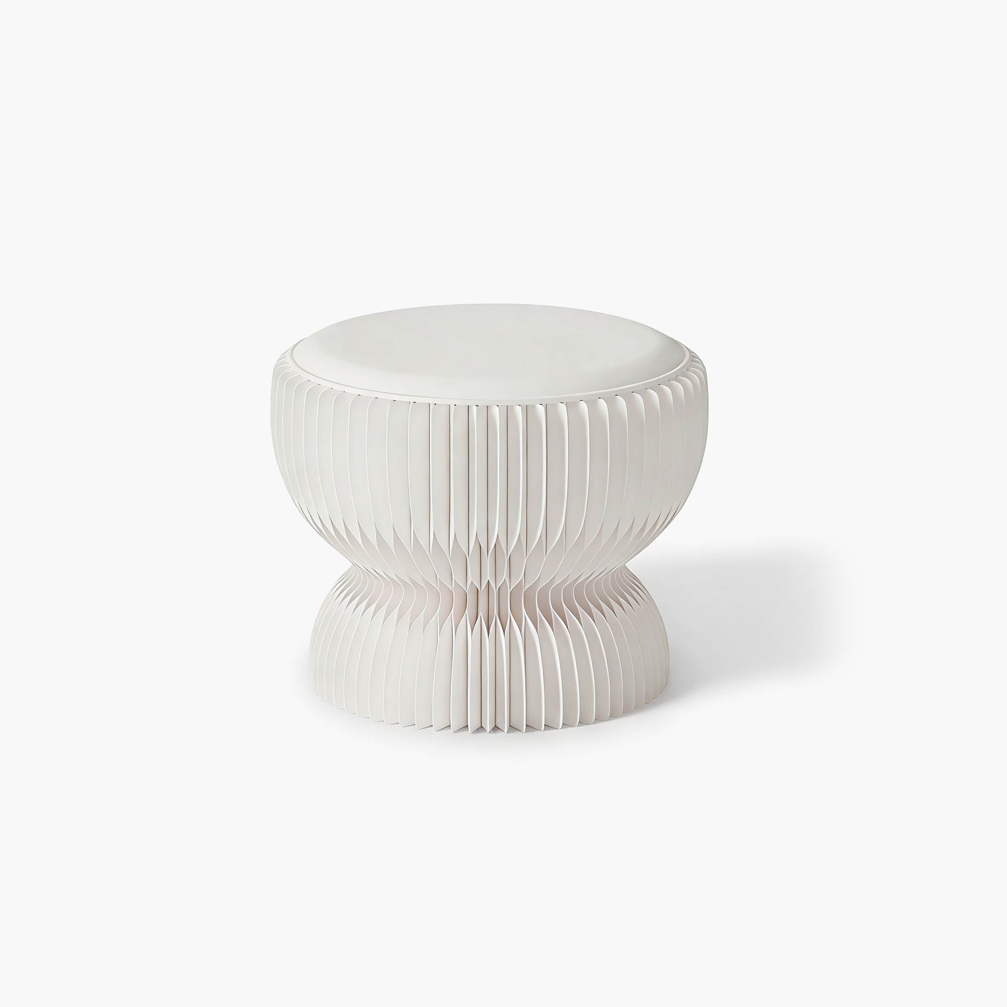 Luxury pure white honeycomb paper lotus stool featuring an elegant silhouette by ARTAMORE.