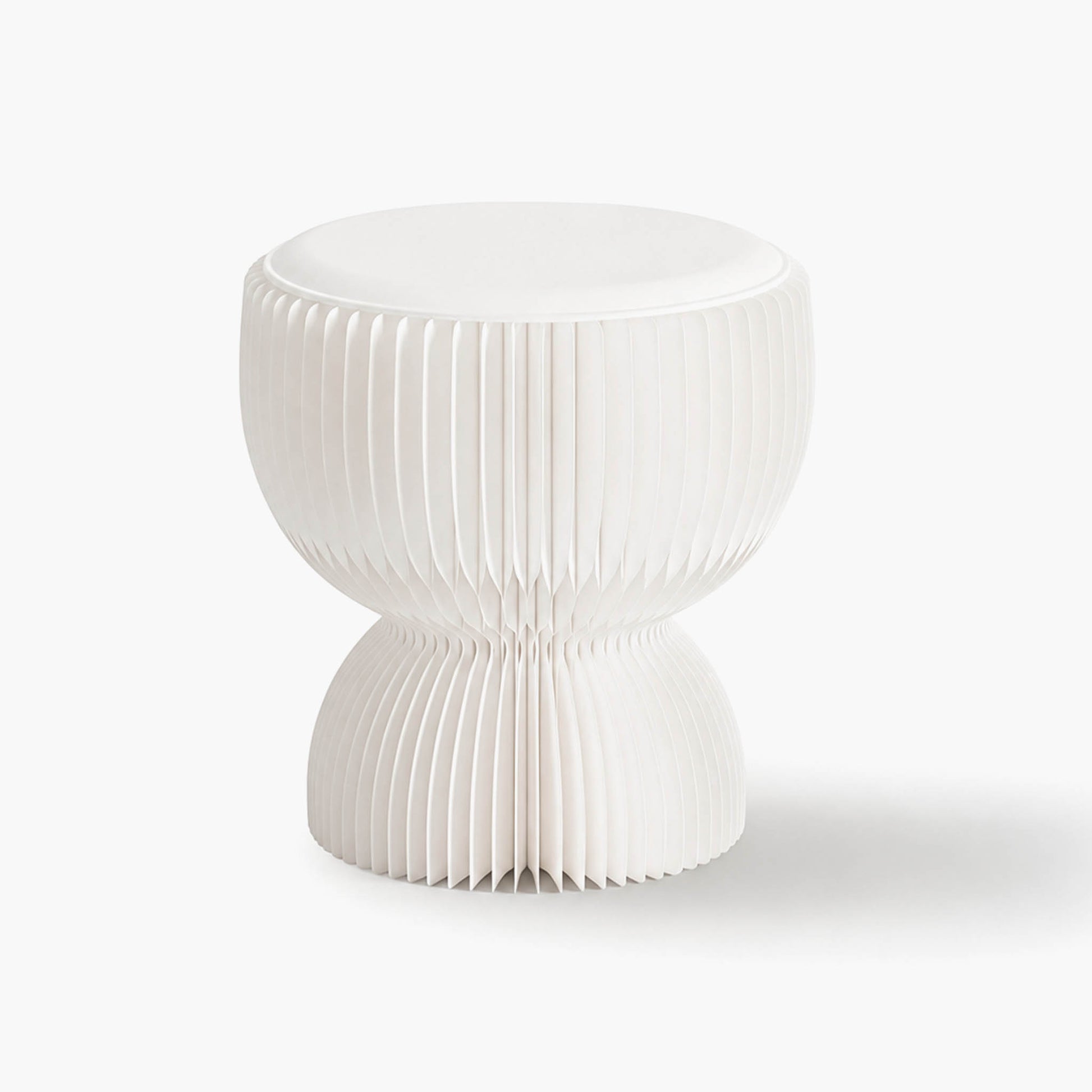 Designer pure white folded honeycomb lotus seat featuring poetic visual texture by ARTAMORE.