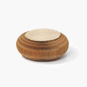 Luxury kraft paper meditation cushion with brown fleece seat and wabi-sabi honeycomb base by ARTAMORE.