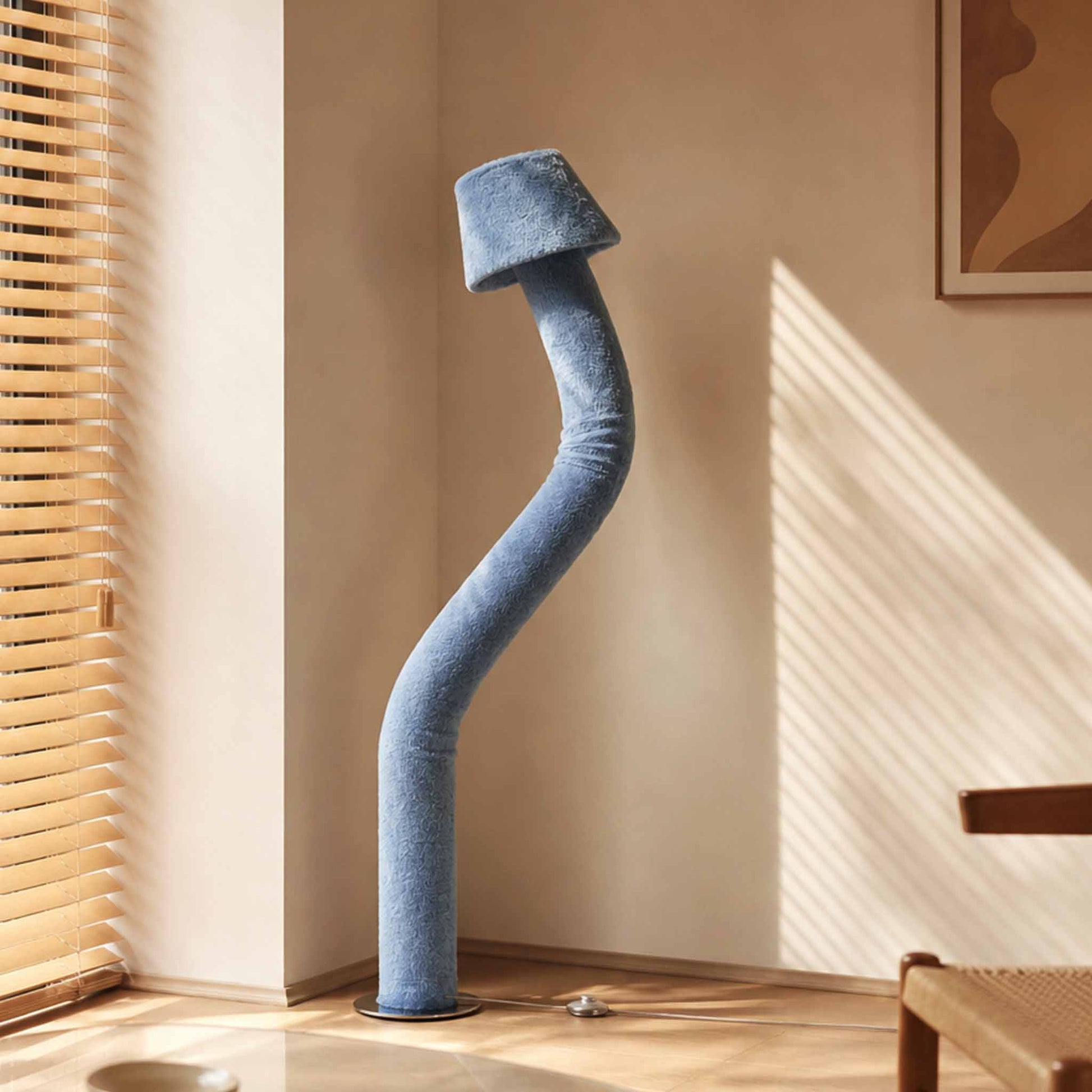 Full-length view of the plush flexible floor lamp showcasing its timeless and adaptable silhouette.