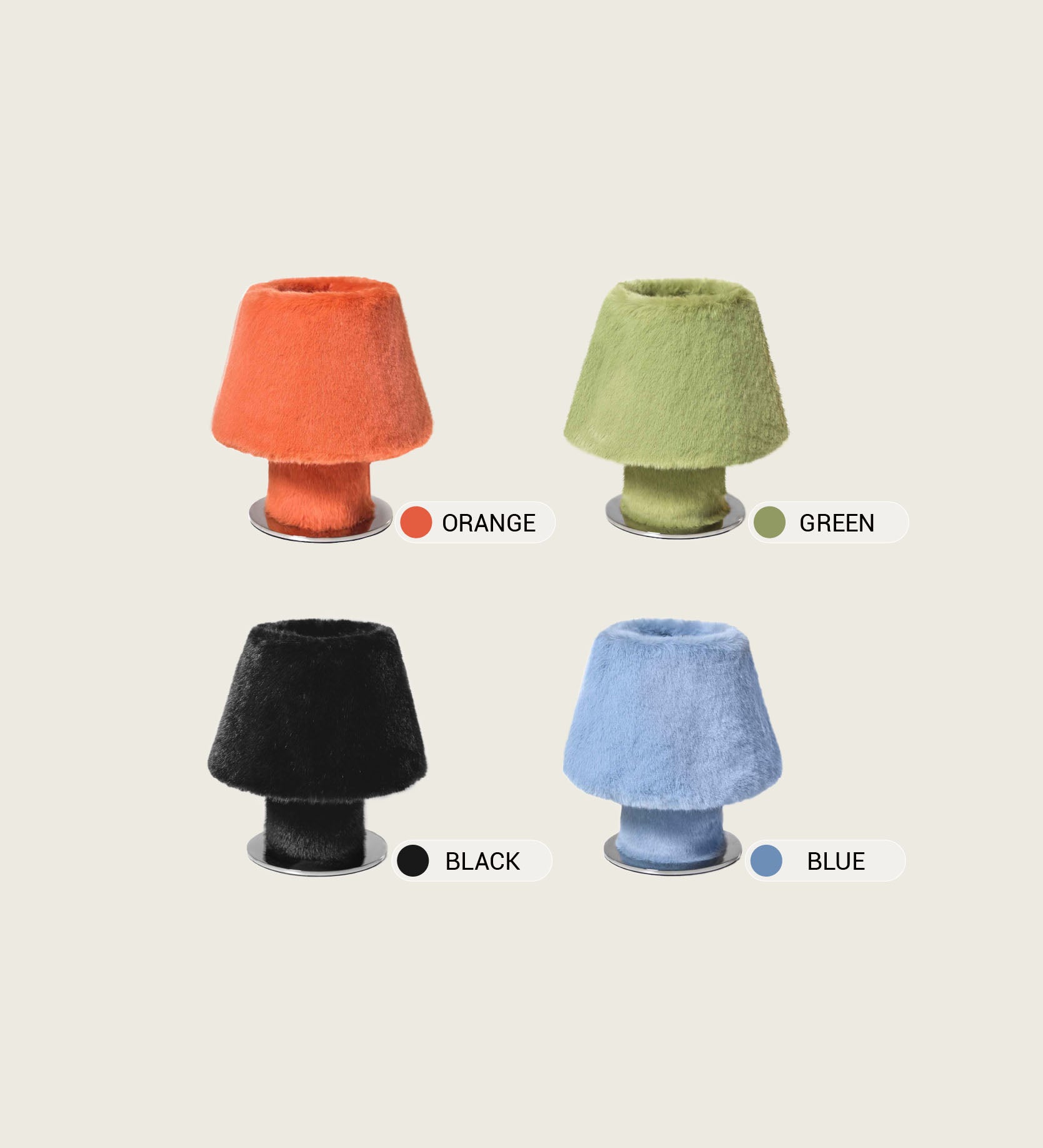 Detailed view of the eco-friendly faux fur and high-resilience foam on the 36.5°C series table lamp by ARTAMORE.