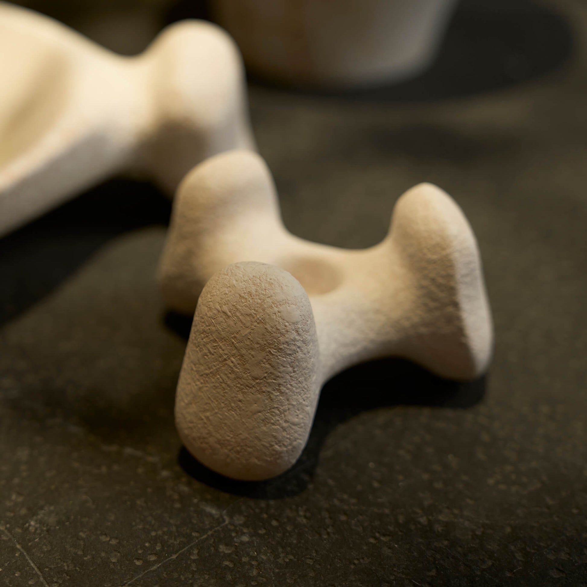 Detail of the unique sugar-glaze surface on the sculptural ceramic candle holder