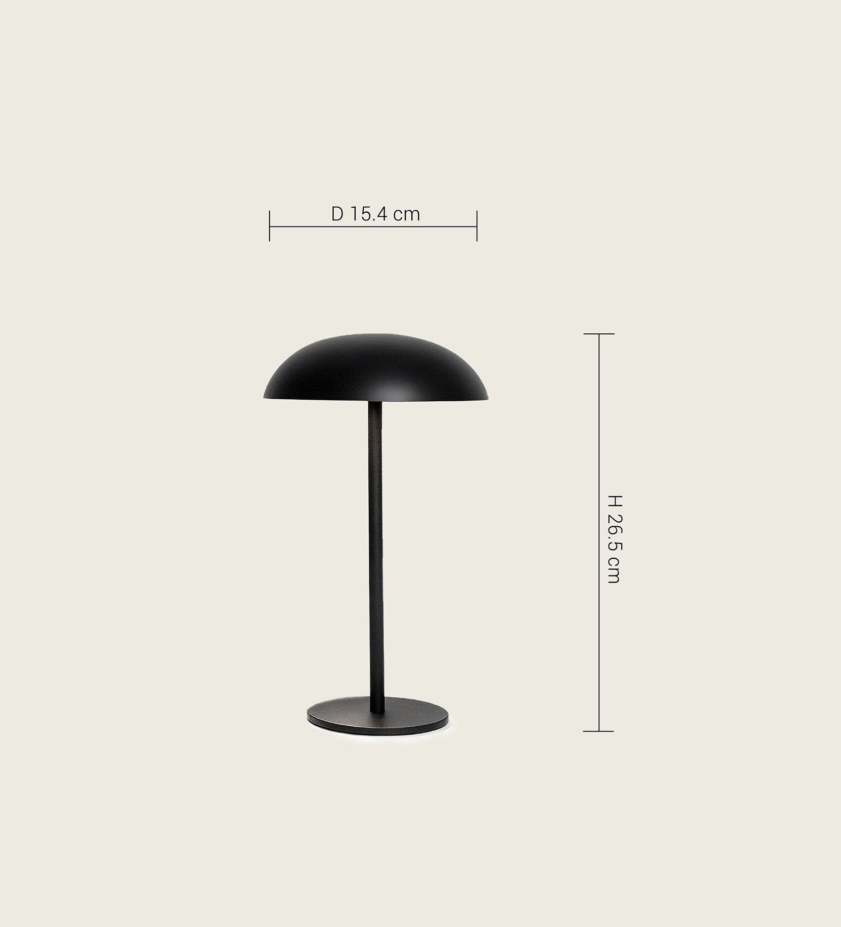 A clear dimensional guide for the ARTAMORE Relax-W desk lamp, detailing its 16-centimeter base diameter and 30-centimeter height against a clean, minimalist background.