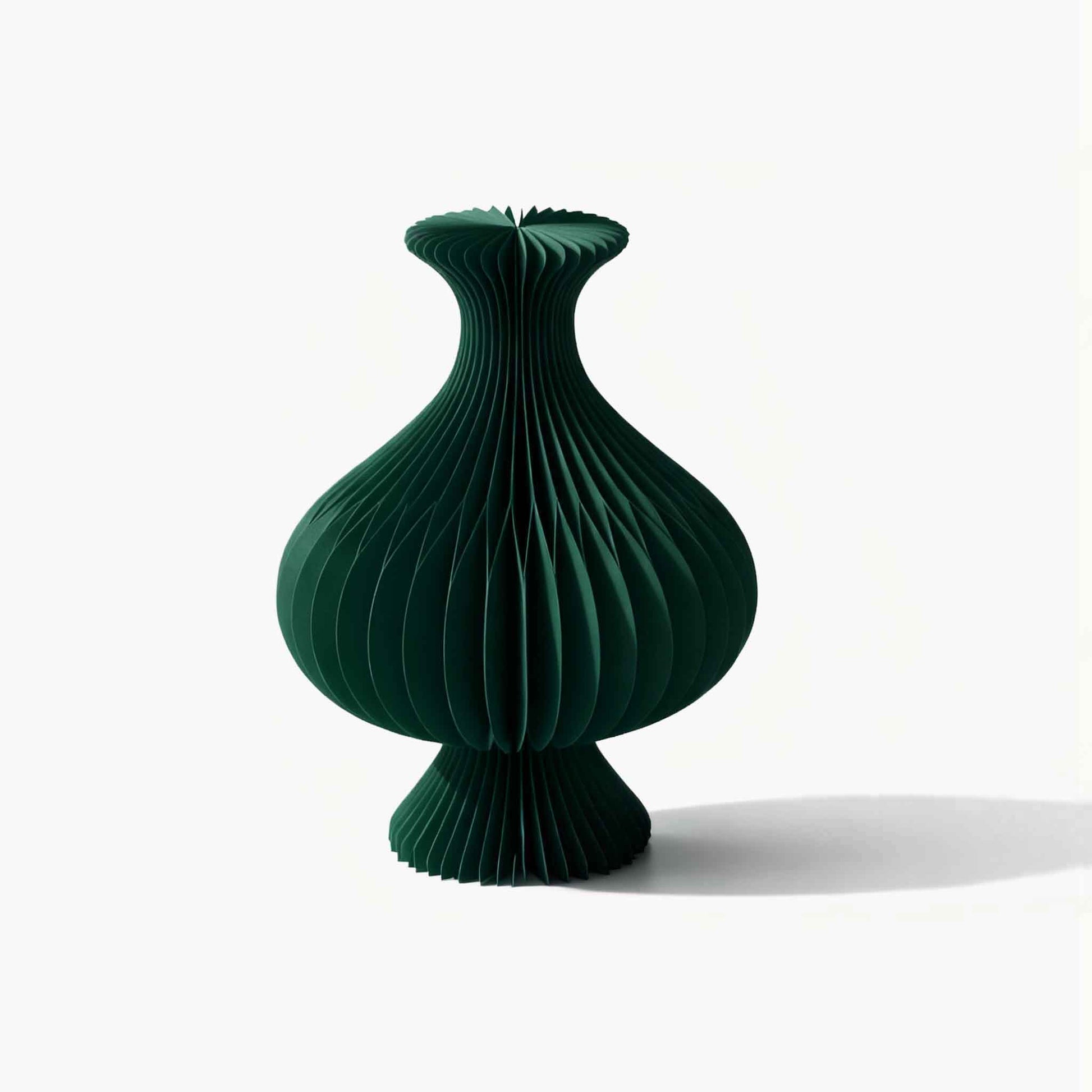Dark green small honeycomb paper decorative vase blending Eastern classical aesthetics with modern eco-friendly materials.
