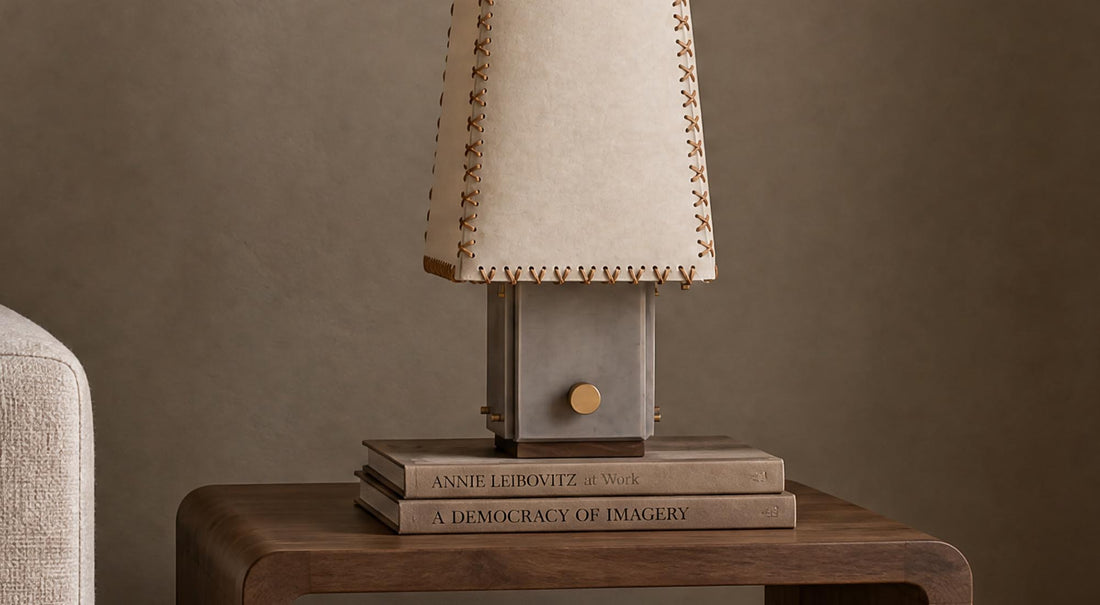 The artamore parchment letter lamp emitting an even, non-glaring soft light, ideal for creating a comfortable and relaxing ambient atmosphere at night.