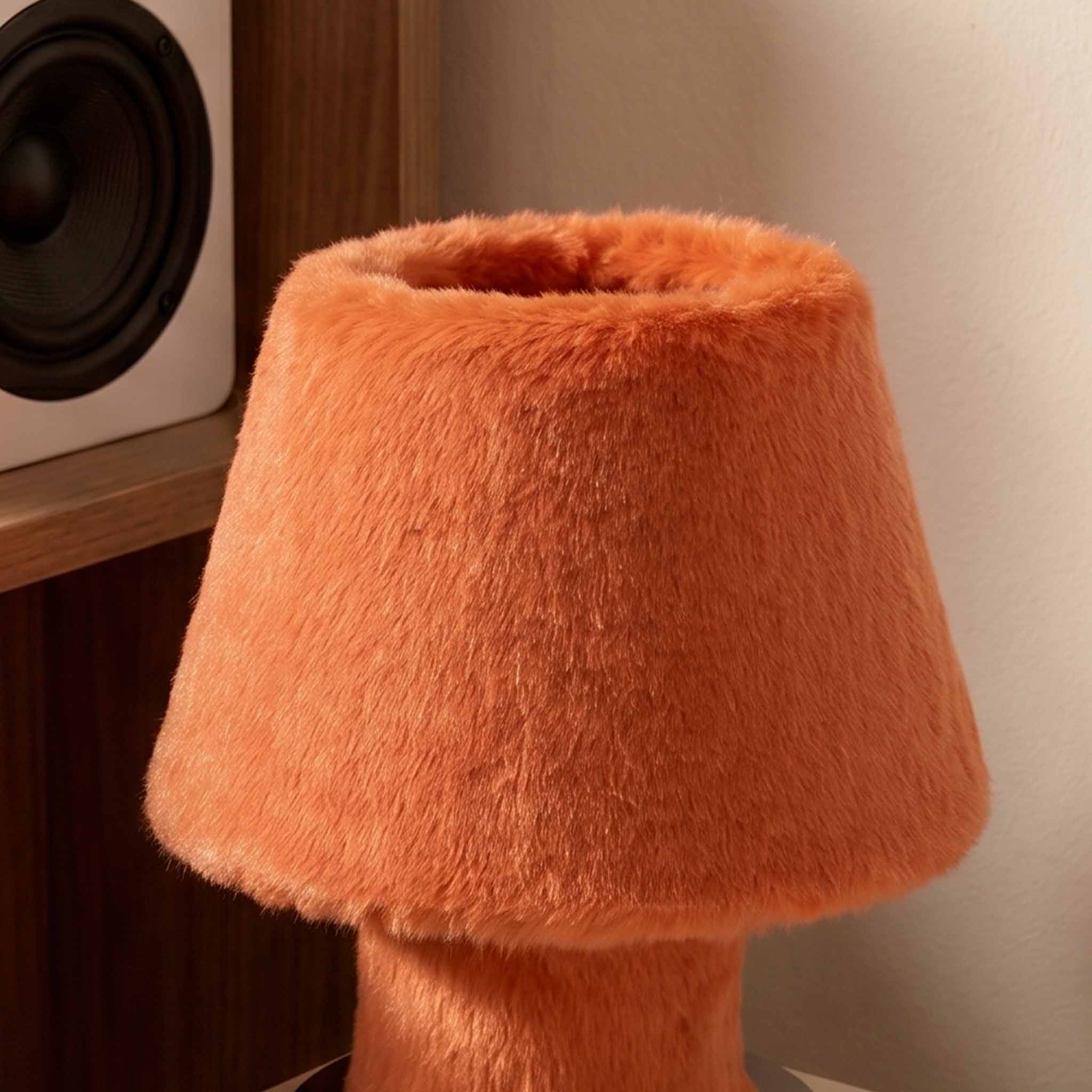 Close-up texture of premium eco-friendly faux fur lampshade