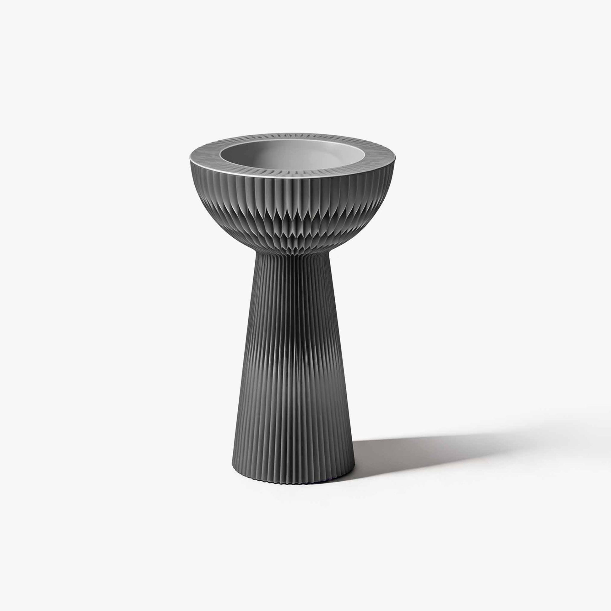 Elegant grey eco-friendly bionic honeycomb stand offering discreet storage and striking structural height.