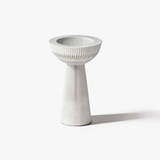 Minimalist white tall bouquet accordion side table with frosted acrylic panel for effortless living room decor.
