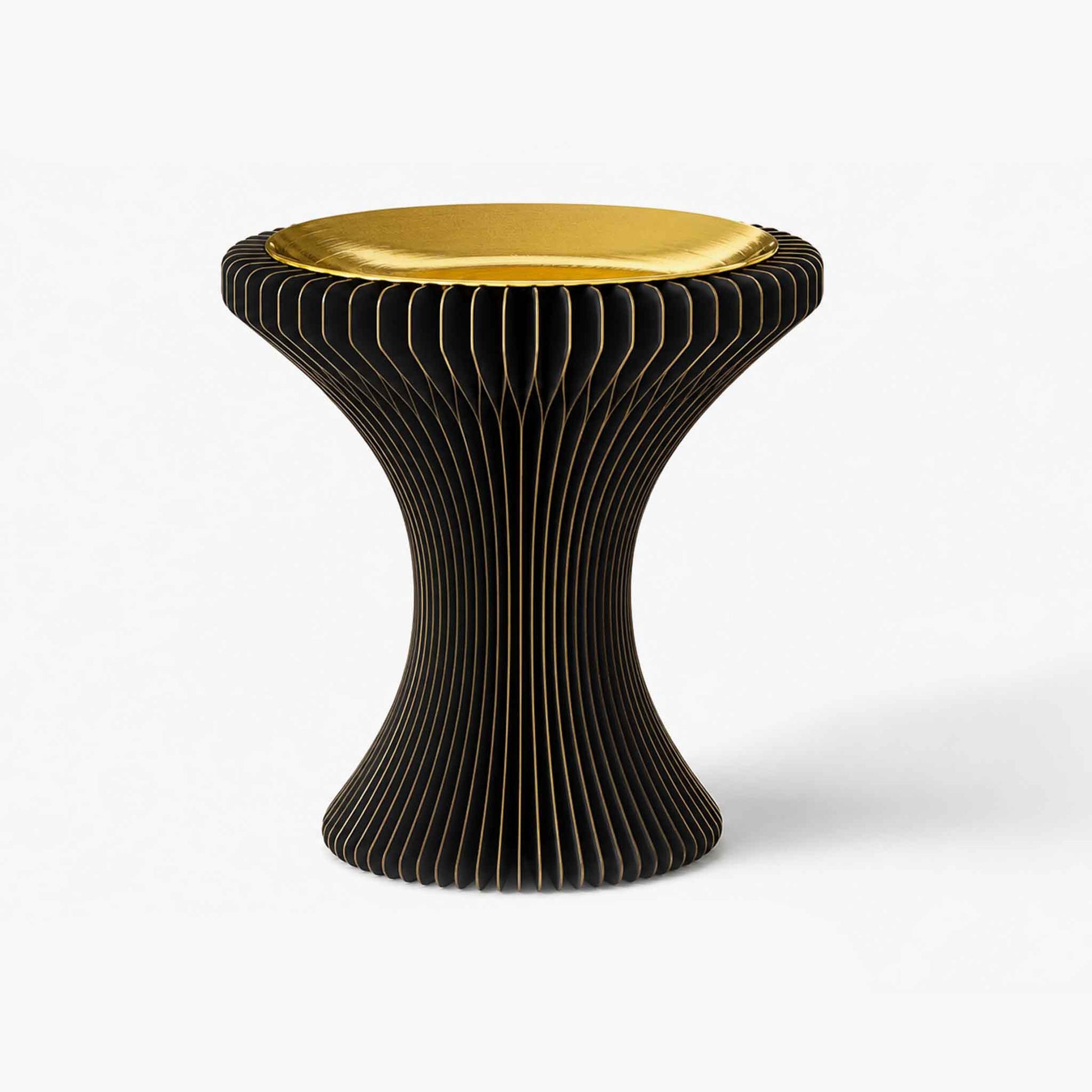 Luxury gilded tray display stand in black with gold trim by ARTAMORE.