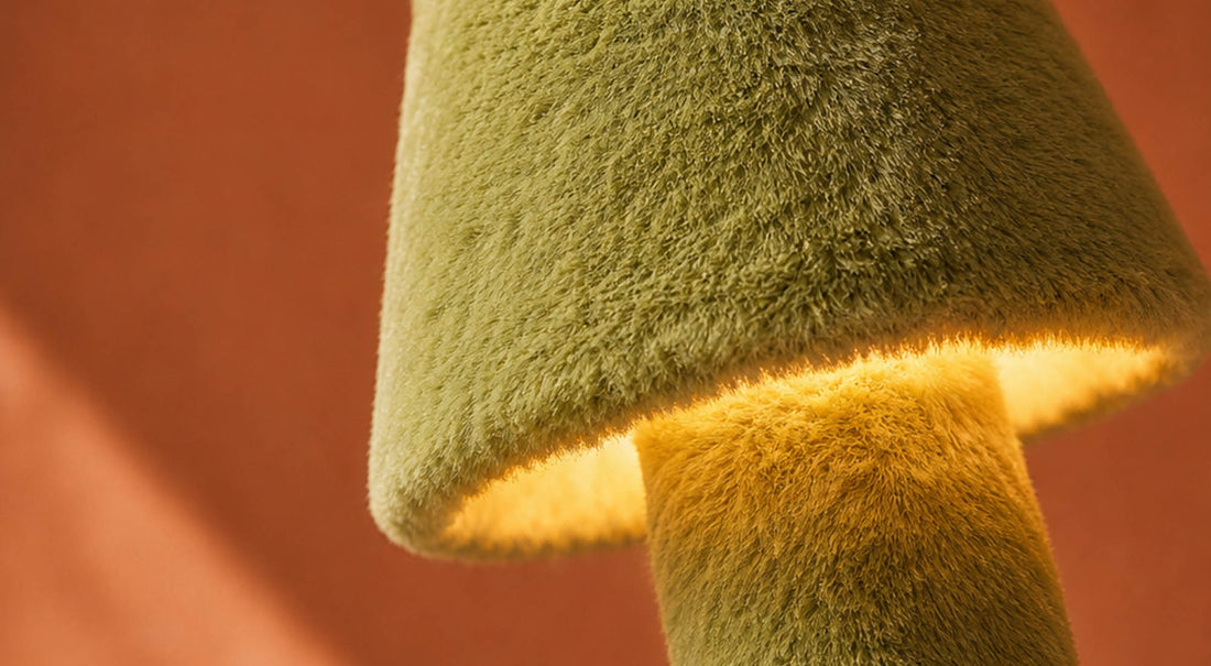 Soft beams of light radiating gently through the plush gaps of the ARTAMORE 36.5°C floor lamp, creating a cozy atmosphere.